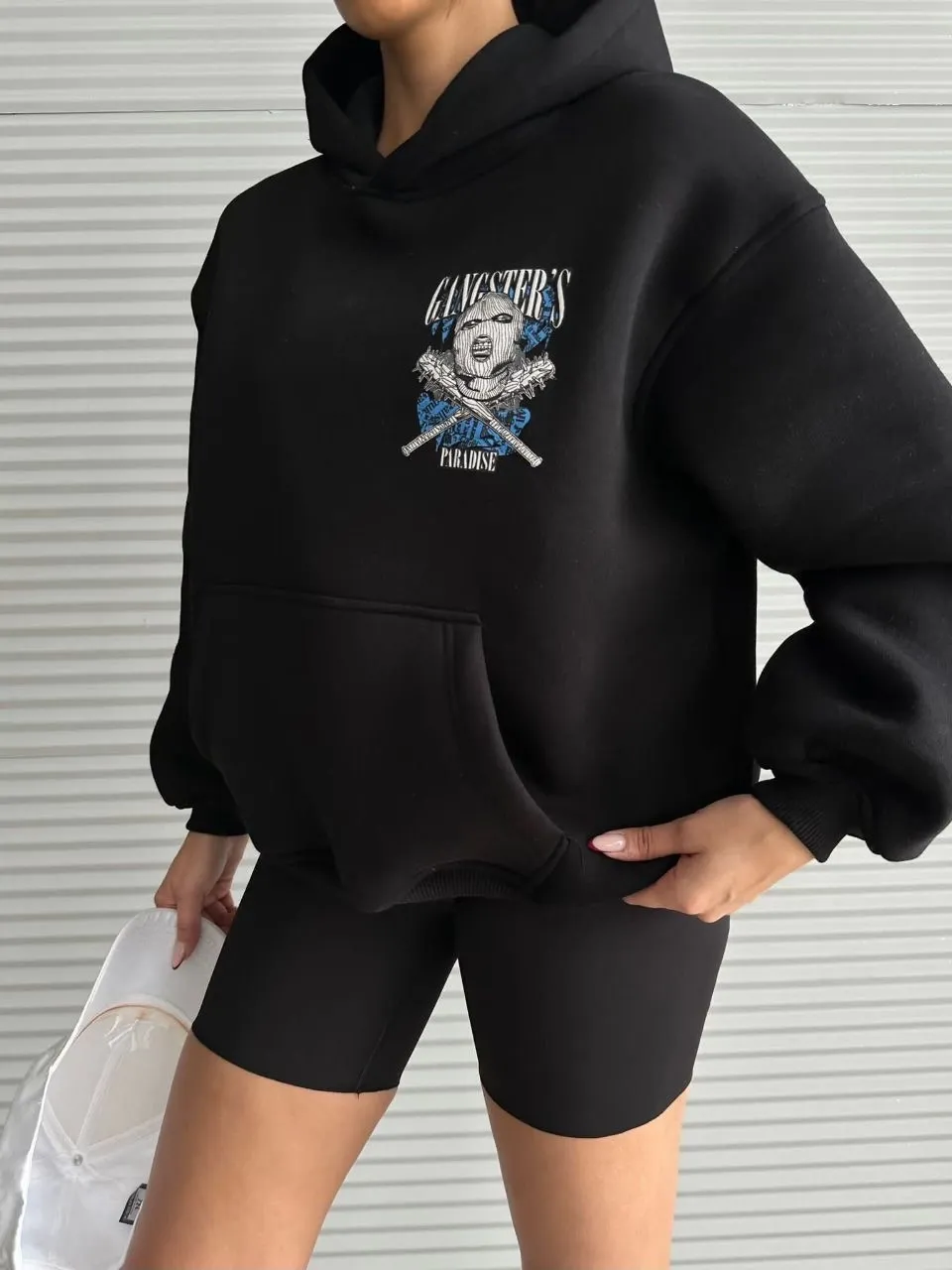3 iplik şardonlu oversize kafa baskılı sweat siyah — görsel 4 · N9WLXH6T5O