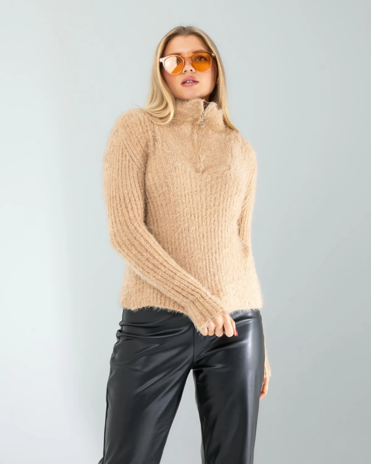 Camel Fermuarlı Sakal Triko — görsel 2 · KV2025010150