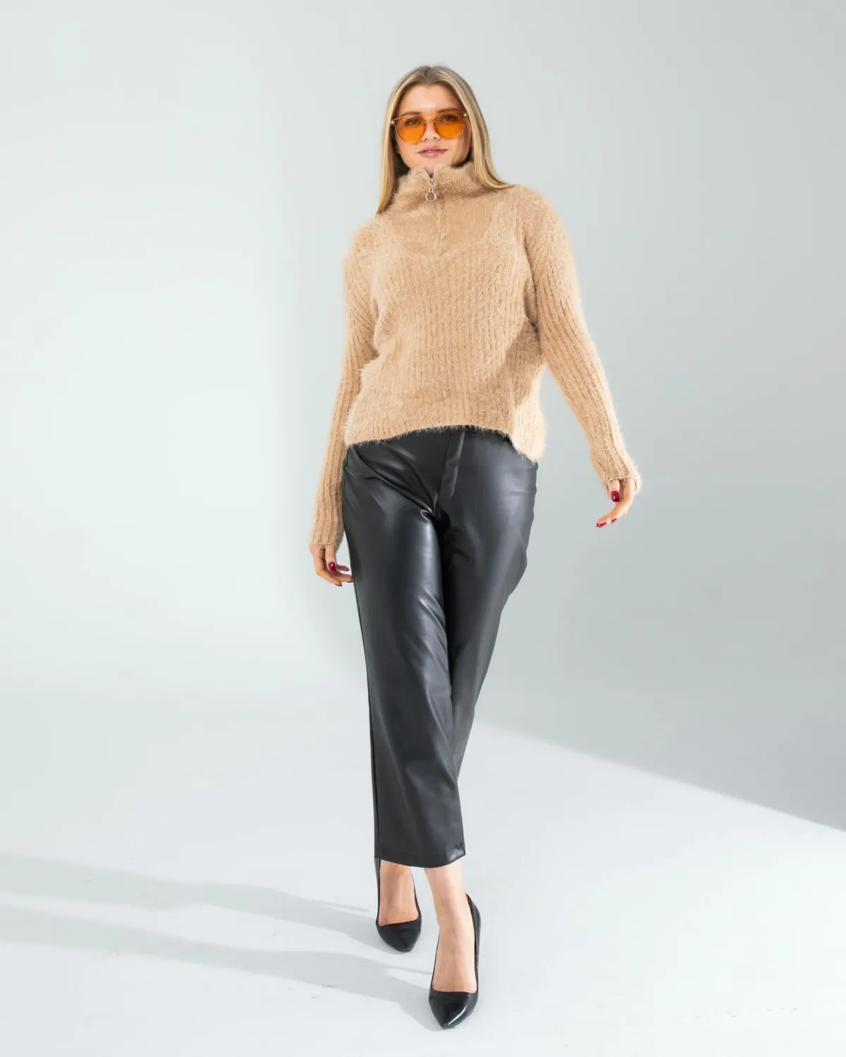 Camel Fermuarlı Sakal Triko — görsel 4 · KV2025010150