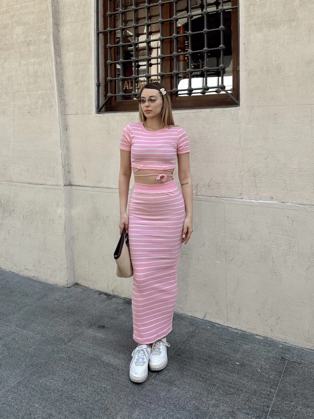 Çizgili etekli takım pembe s3609 — görsel 5 · 9RXRWU1PRY