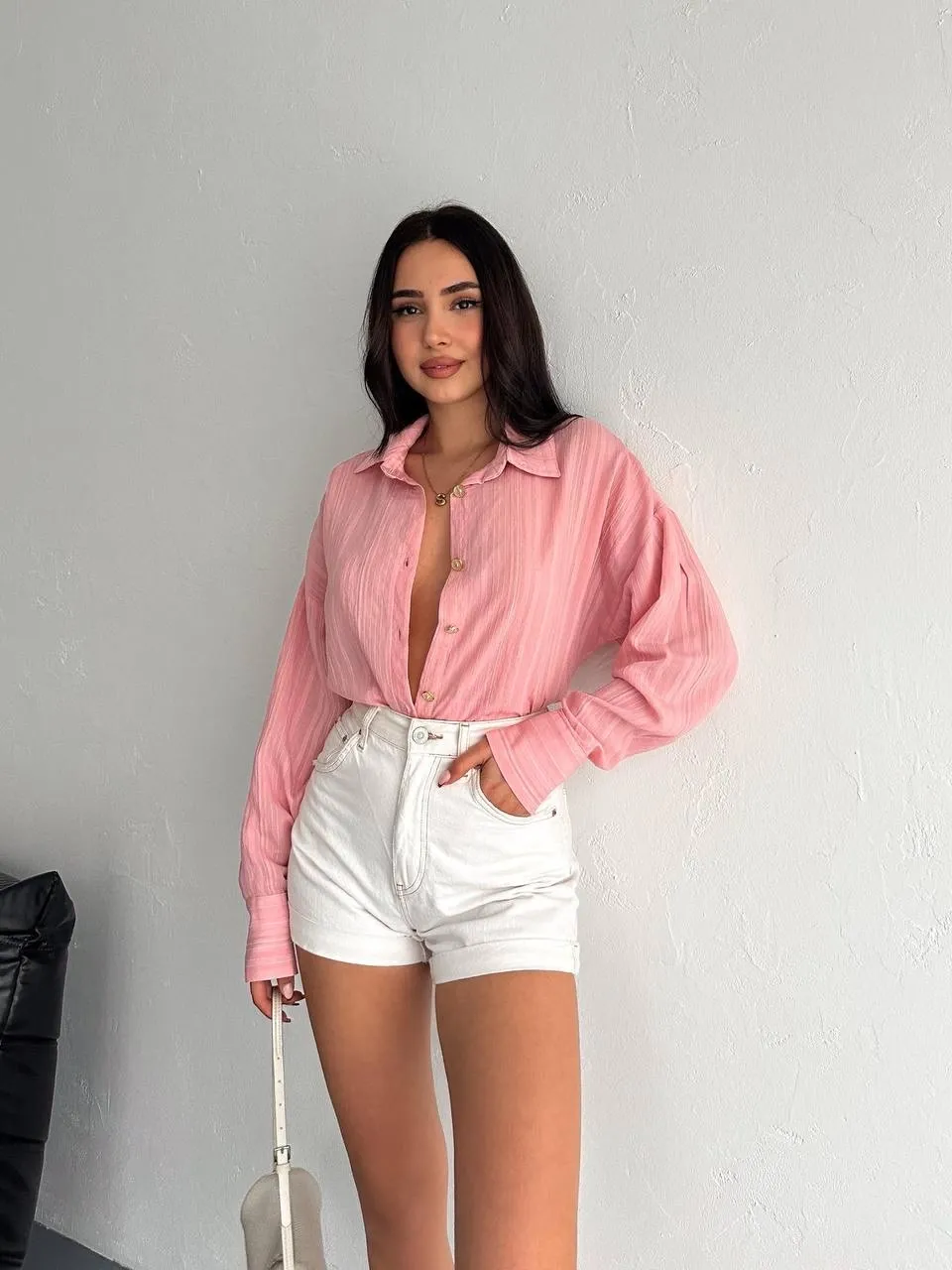 Çizgili oversize gömlek — görsel 3 · O5J8HHVGVP