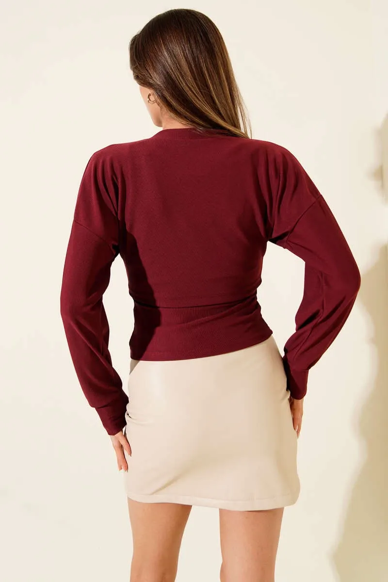 Fitilli Bisiklet Yaka İkili Bluz bordo T4341 — görsel 3 · F47TUKEB9P