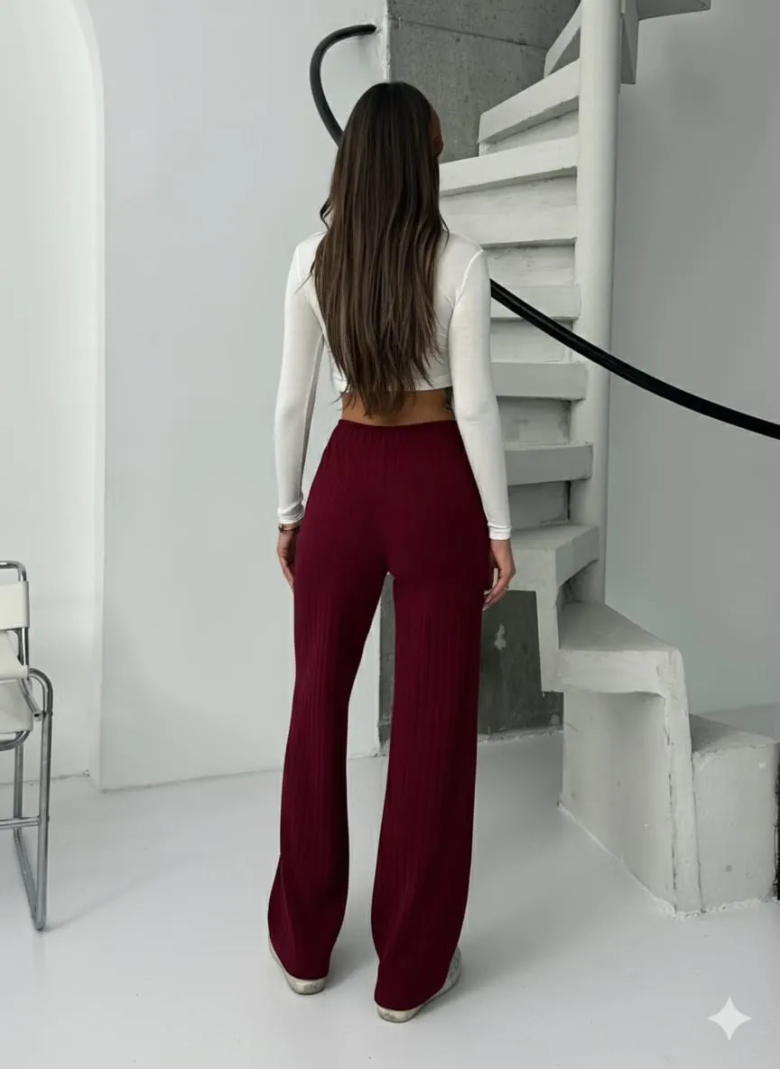 Fitilli şardonlu pantolon bordo a4058 — görsel 2 · 1X8H7ZV5IS