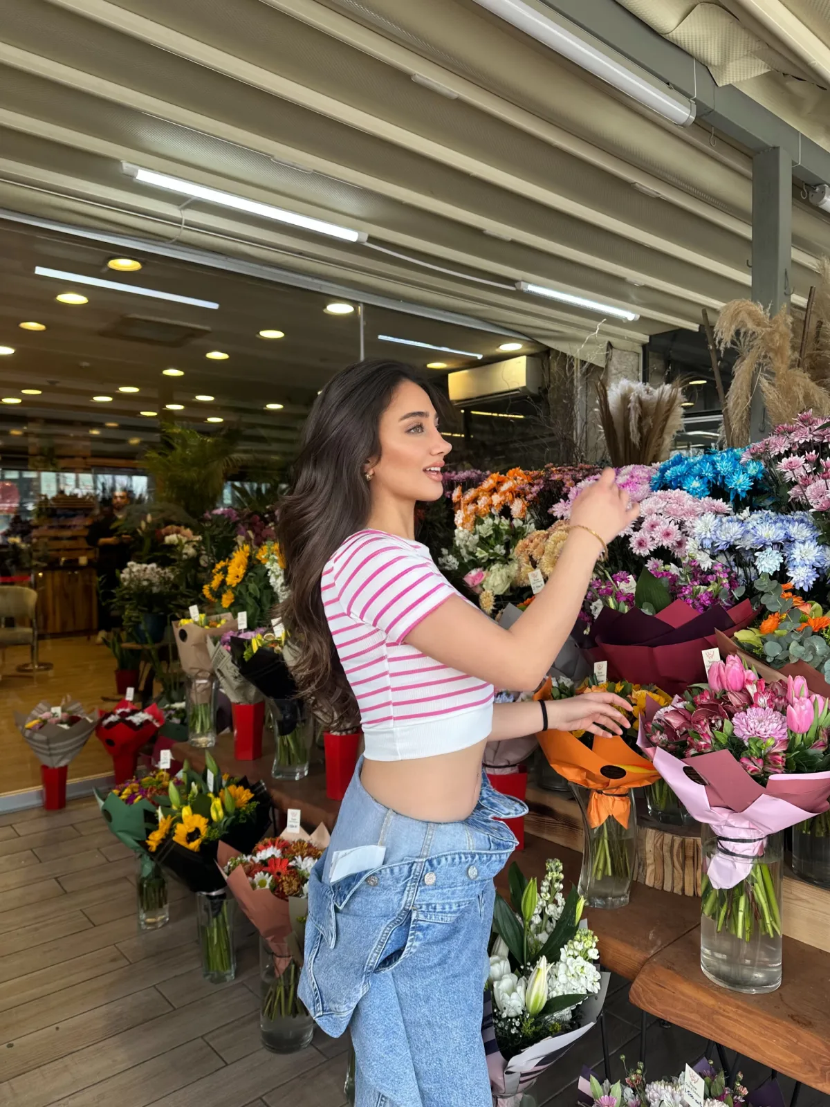 Fuşya Çizgili Manşet Detay T-Shirt — görsel 3 · KV2025010208