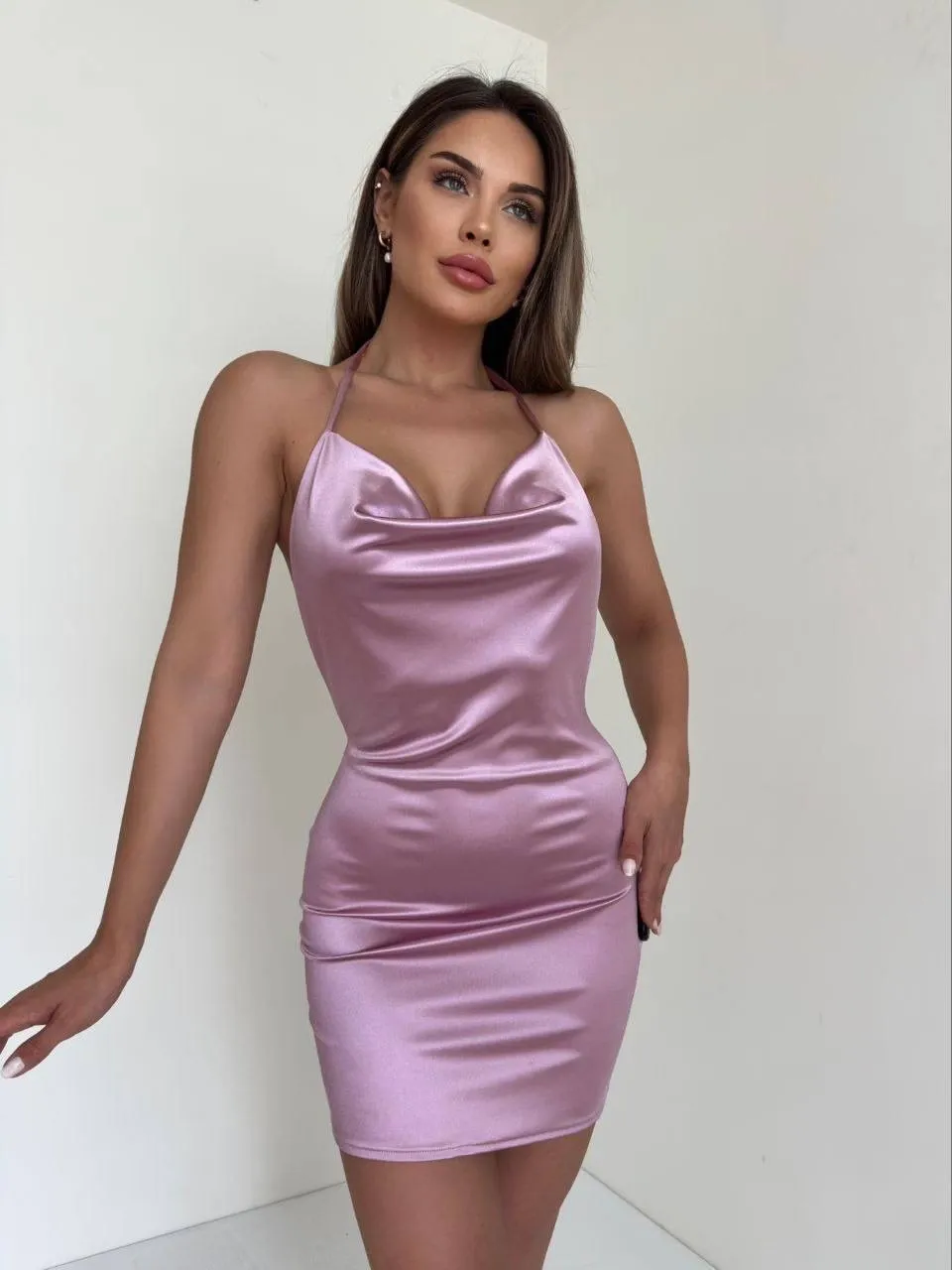 Kadın boyundan ince askılı elbise s3585 — görsel 4 · D25M7LWQOB