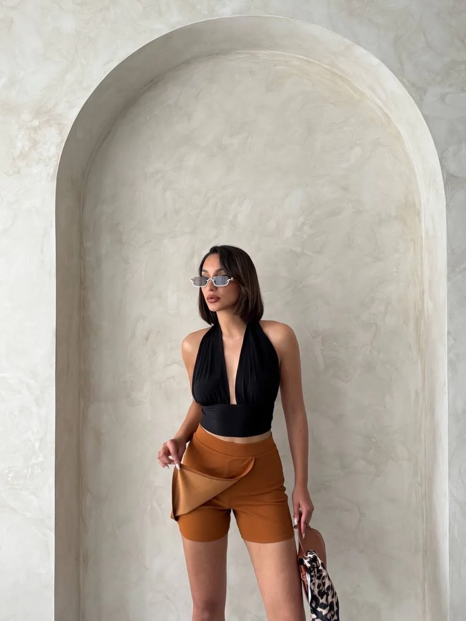 Kapaklı şort etek camel s208 — görsel 4 · JFGHHSTZ7S