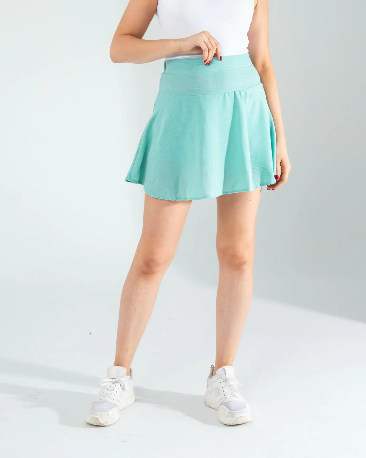Mint Keten Şort Etek — görsel 4 · KV2025010047