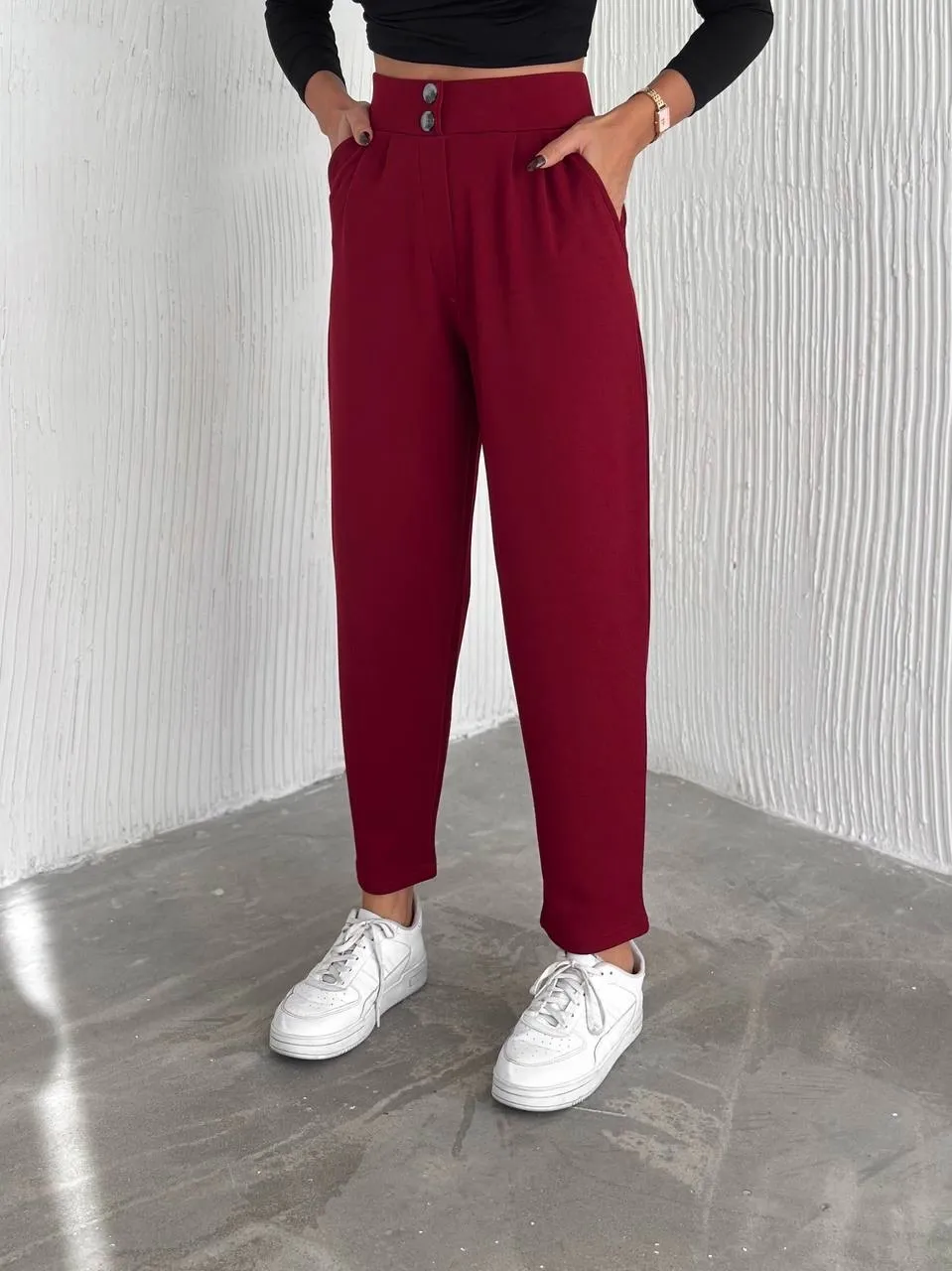 örme krep pantolon çift düğmeli — görsel 5 · VTHTNI153X