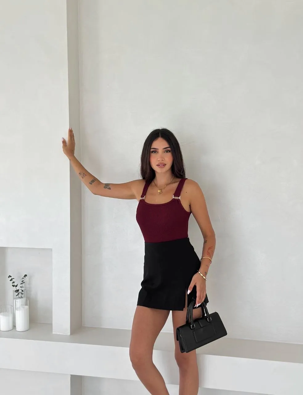 Ottoman toka askılı bluz bordo s4194 — görsel 3 · YZLJ8GEYXI