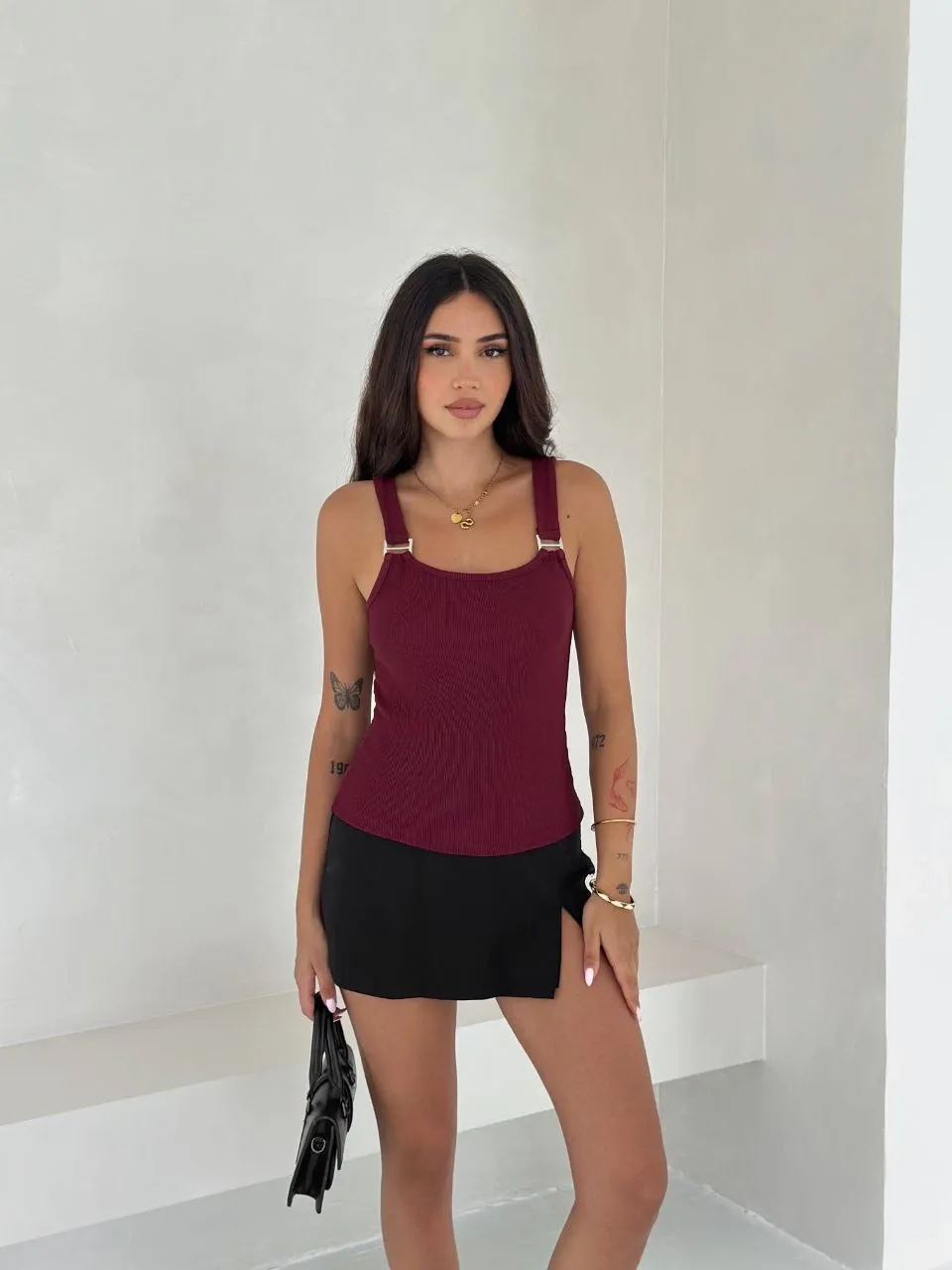 Ottoman toka askılı bluz bordo s4194 — görsel 4 · YZLJ8GEYXI