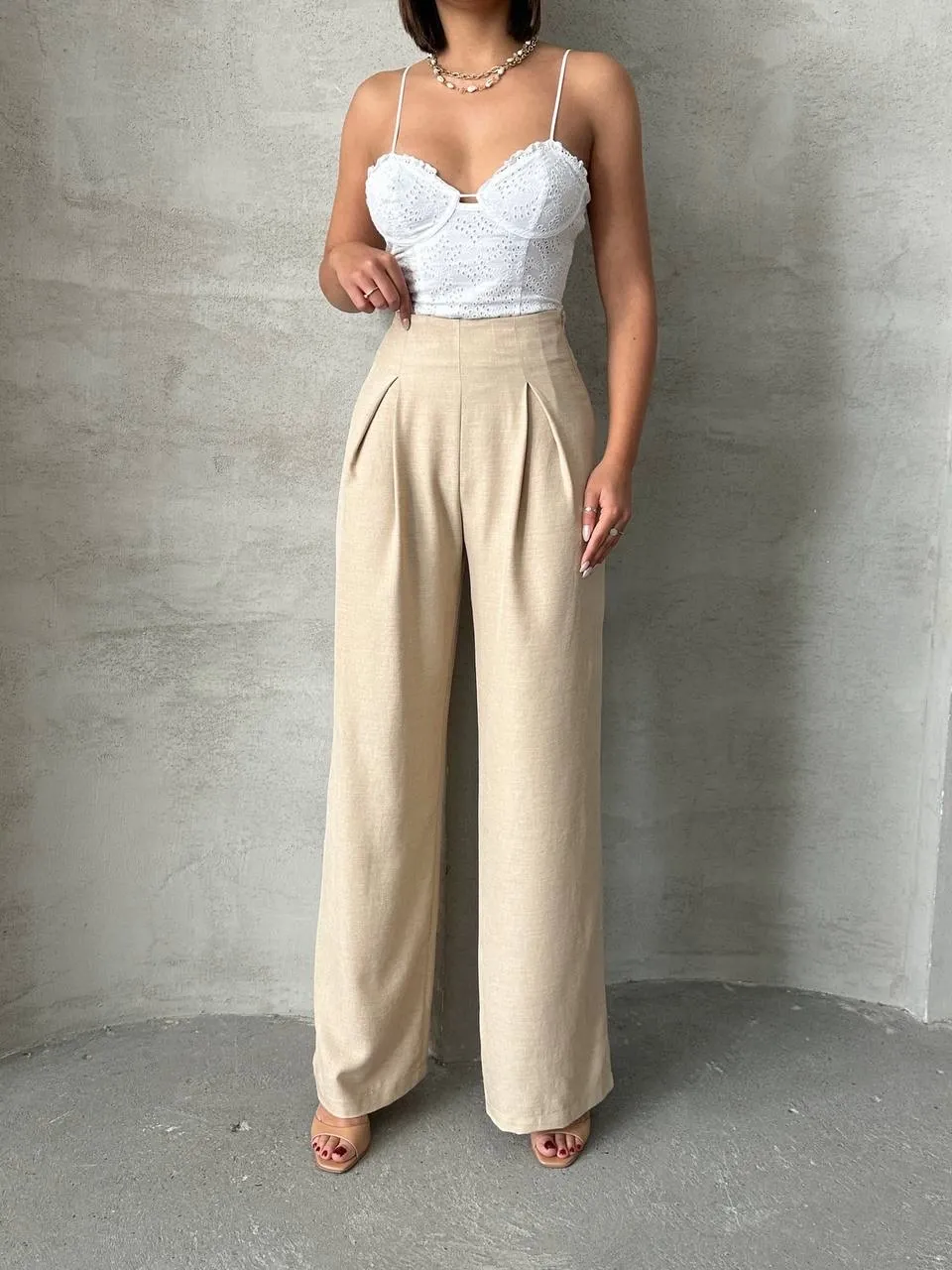 Pileli keten pantolon s255046 — görsel 4 · 9ALFPRNTXG
