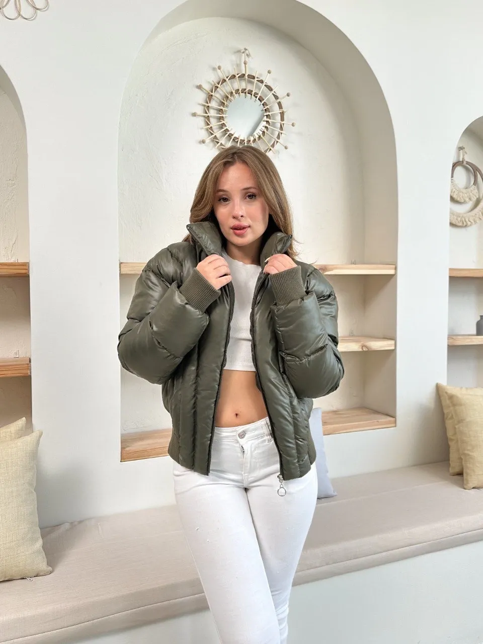 Puffer kısa mont haki st25534 — görsel 2 · 5IV41R4024