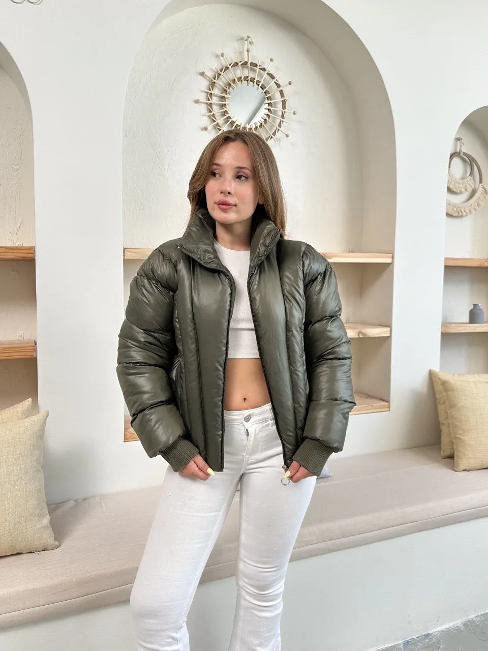 Puffer kısa mont haki st25534 — görsel 5 · 5IV41R4024