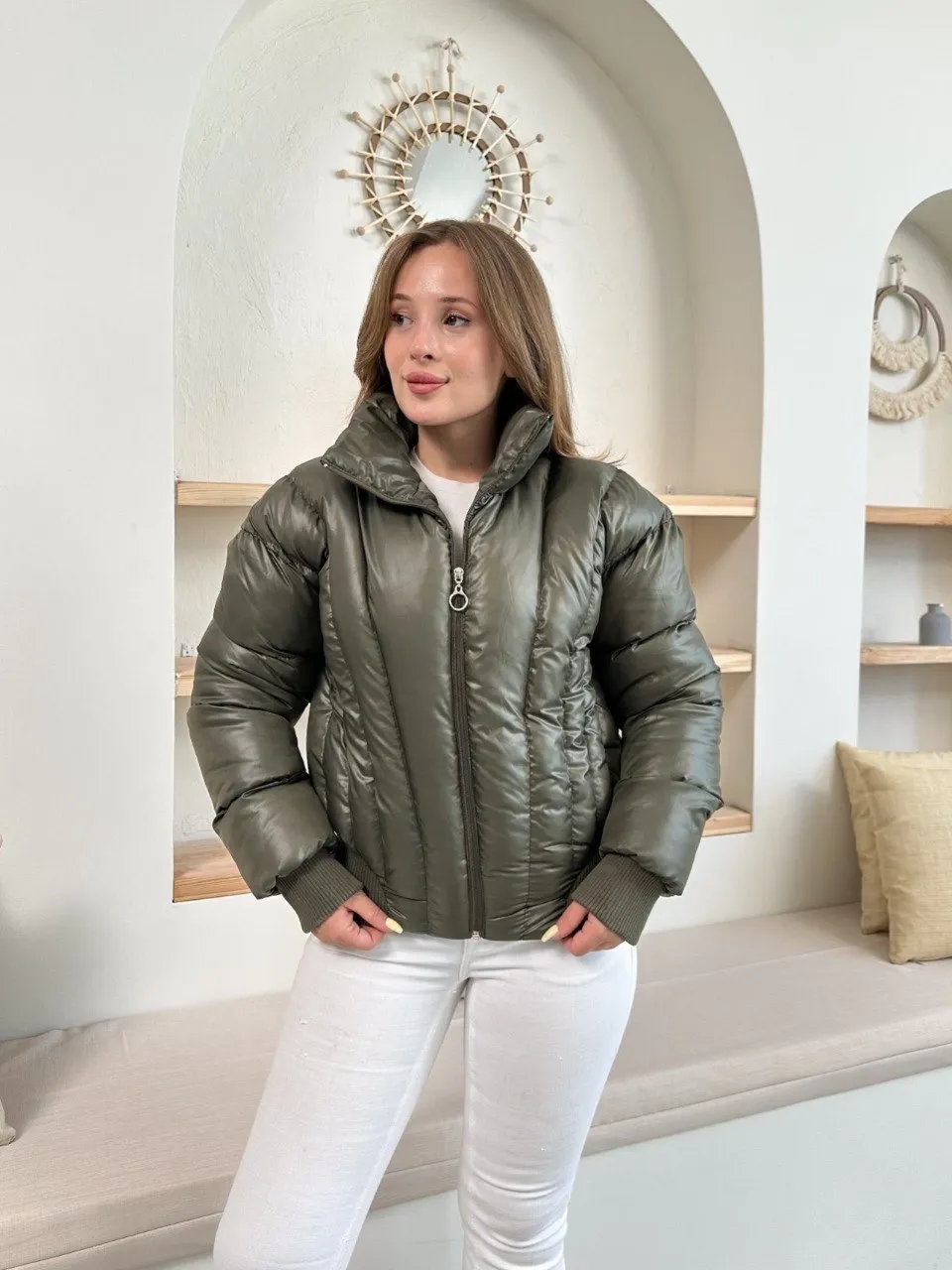 Puffer kısa mont haki st25534 — görsel 4 · 5IV41R4024
