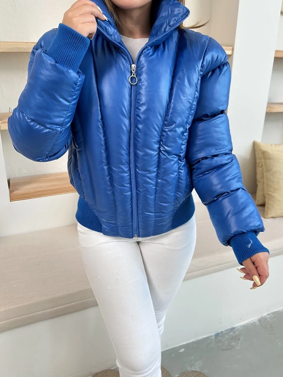 Puffer kısa mont mavi st25534 — görsel 5 · COM0RRRFO3