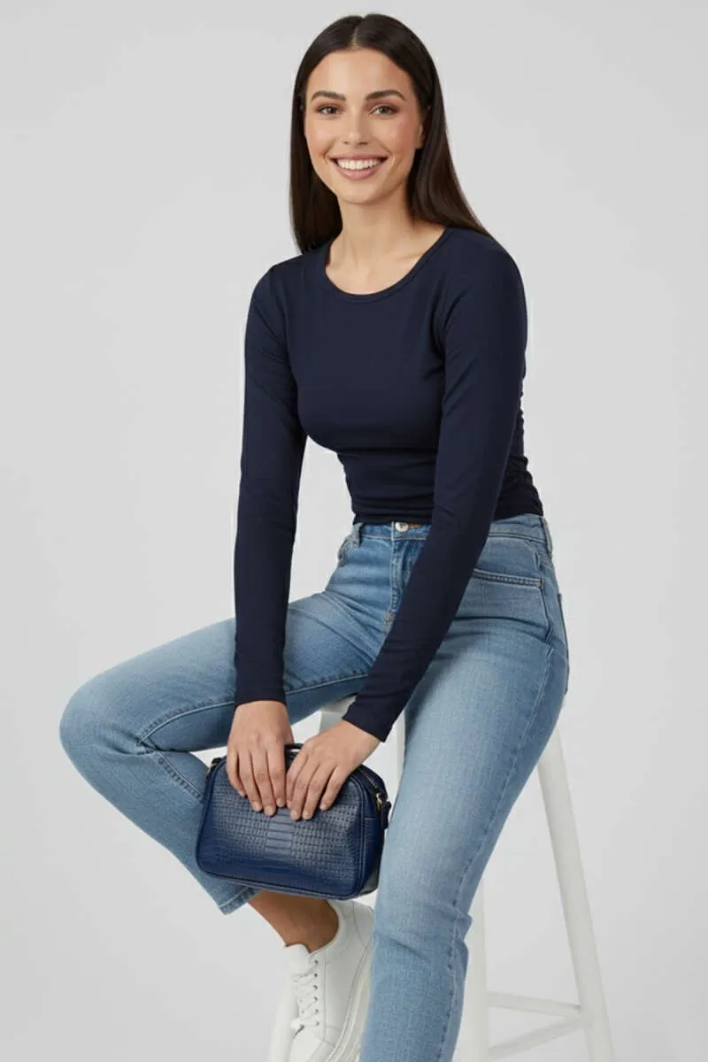 Yanı Büzgülü bluz Lacivert T4322 — görsel 2 · SCL24DLDJL