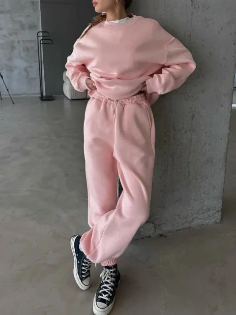 3 iplik şardonlu Lastik paça eşofman pembe p510439 — görsel 1