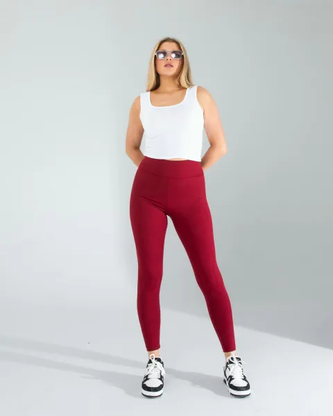 Bordo Fitilli Push Up Toparlayıcı Spor Tayt — görsel 1