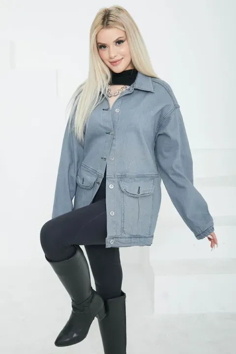 Kadın Oversize Körüklü Cep Kot — görsel 1