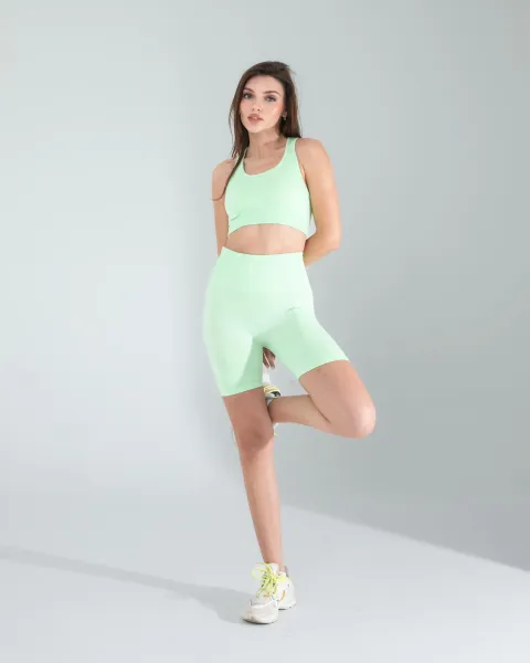 Mint Seamless Dikişsiz Biker Tayt Crop Takım — görsel 1