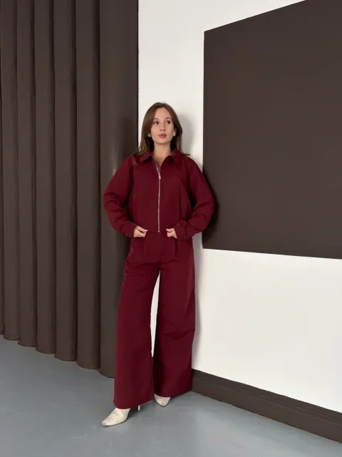 Trenç takım alt üst bordo ons — görsel 1